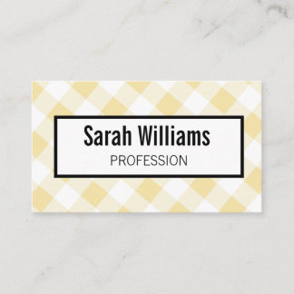 Carte de visite élégante à carreaux gingham jaune