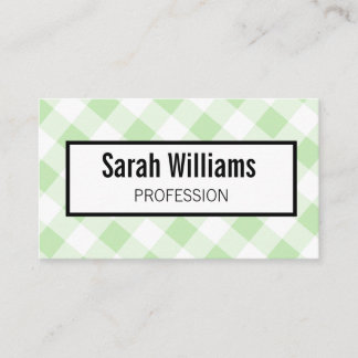 Carte de visite élégante à carreaux verts Gingham