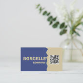 Carte de visite élégante à code QR bleu (Debout devant)