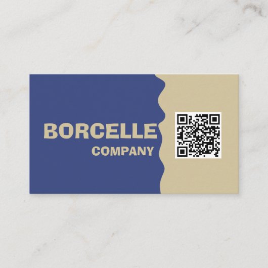 Carte de visite élégante à code QR bleu (Devant)