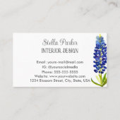 Carte de visite élégante à fleurs de Bluebonnets T (Dos)