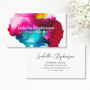 Carte De Visite Élégante Abstraction Aquarelle Colorée Splash