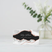 Carte De Visite élégante agate d'or rose blanche sur noir (Debout devant)