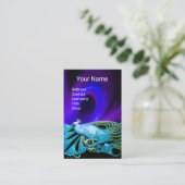 CARTE DE VISITE ÉLÉGANTE AQUA TURQUOISE BLEU PEACOCK, PURPLE BLACK (Debout devant)