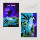 CARTE DE VISITE ÉLÉGANTE AQUA TURQUOISE BLEU PEACOCK, PURPLE BLACK (Devant / Derrière)