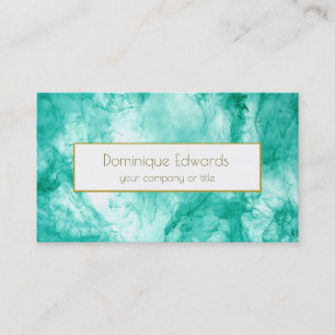 Carte De Visite Elégante aquarelle Aqua Blue Gold Professional