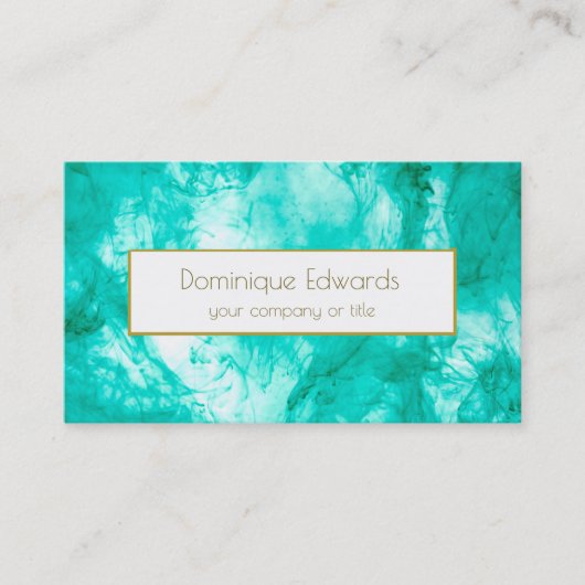 Carte De Visite Elégante aquarelle Aqua Blue Gold Professional (Devant)