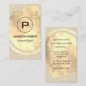 Carte De Visite Elégante aquarelle brossée avec Monogramme (Devant / Derrière)