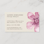 Carte De Visite Elégante aquarelle cerise fleurs rose floral (Dos)