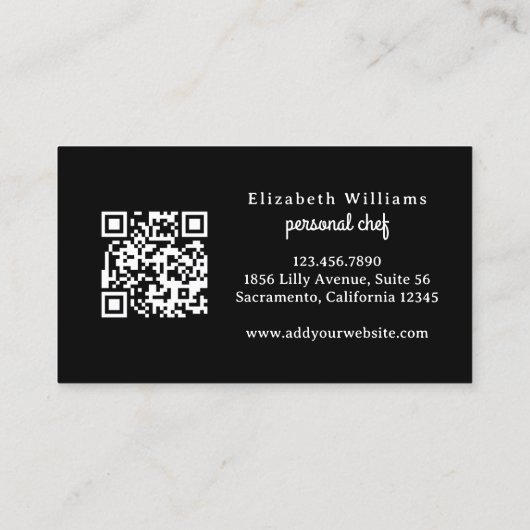 Carte De Visite Elégante aquarelle Chef personnel QR Code (Dos)