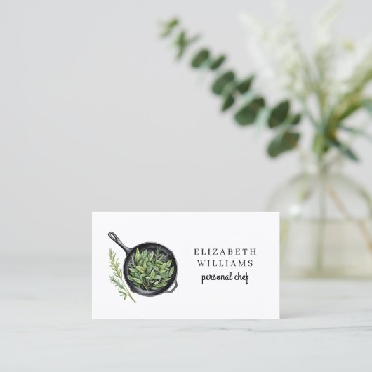 Carte De Visite Elégante aquarelle Chef personnel QR Code (Debout devant)