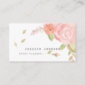 Carte De Visite Elégante Aquarelle Chic Blush Rose & Peach Floral (Devant)