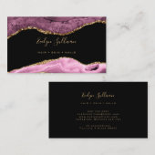 Carte De Visite élégante aquarelle couleur foncé mauve agate (Devant / Derrière)