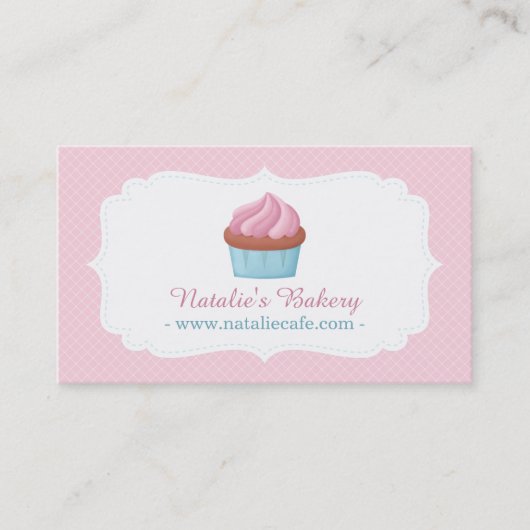 Carte De Visite Elégante aquarelle Cupcake Patisserie Pink (Devant)