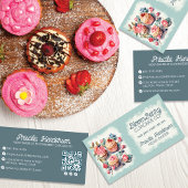 Carte De Visite Elégante aquarelle Cupcake Retro Floral