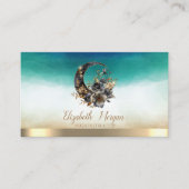 Carte De Visite Elégante aquarelle de lune florale (Devant)