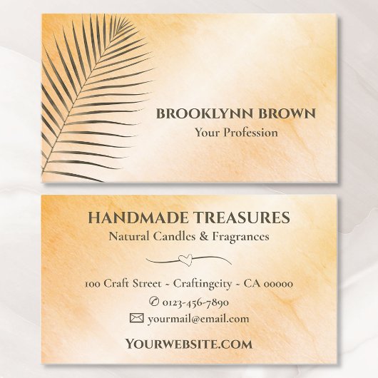 Carte De Visite Elégante Aquarelle de marbre Floral Moderne Orange