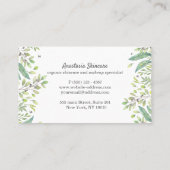 Carte De Visite Elégante aquarelle de Spa et de feuillage vert du  (Dos)