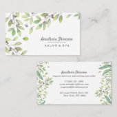 Carte De Visite Elégante aquarelle de Spa et de feuillage vert du  (Devant / Derrière)