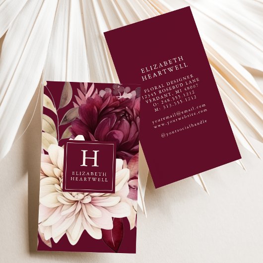 Carte De Visite Elégante aquarelle d'ivoire de Bourgogne Monogramm