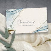 Carte De Visite Elégante Aquarelle douce Abstraite Bleu Plage Or