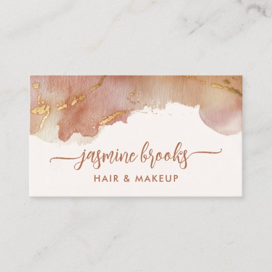 Carte De Visite Elégante aquarelle en terre cuite or (Devant)
