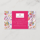 Carte De Visite Elégante aquarelle fleurie rose et blanc (Dos)