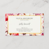 Carte De Visite Elégante aquarelle Floral rose moderne Motif Boho (Dos)