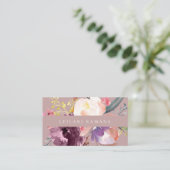 Carte De Visite Elégante aquarelle florale Artsy (Debout devant)