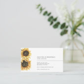Carte De Visite Elégante aquarelle florale de tournesol (Debout devant)