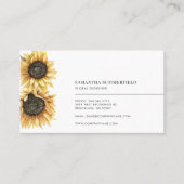 Carte De Visite Elégante aquarelle florale de tournesol (Devant)