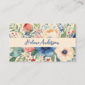 Carte De Visite Elégante aquarelle florale féminine (Devant)