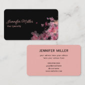 Carte De Visite Elégante aquarelle florale noir (Devant / Derrière)