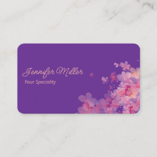 Carte De Visite Elégante aquarelle florale pastel violet