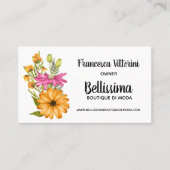 Carte De Visite Elégante aquarelle Florale rose jaune (Devant)