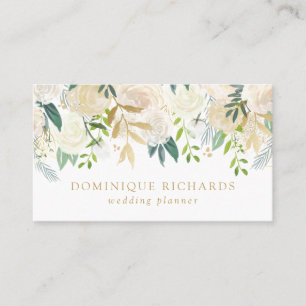 Carte De Visite Elégante aquarelle Flowers avec Faux Gold Foil