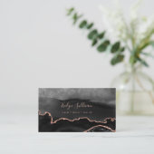 Carte De Visite élégante aquarelle gris noir agate (Debout devant)