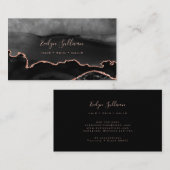Carte De Visite élégante aquarelle gris noir agate (Devant / Derrière)