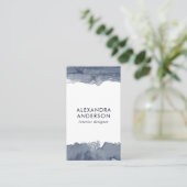Carte De Visite Elégante Aquarelle Gris Profond Professionnel Mini (Debout devant)
