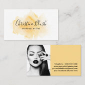 Carte De Visite Élégante Aquarelle jaune soleil Splash MUA (Devant / Derrière)