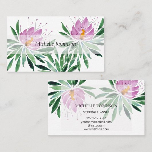 Carte De Visite Elégante aquarelle Lotus Flower Professional (Devant / Derrière)