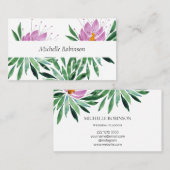 Carte De Visite Elégante aquarelle Lotus Flower Professional (Devant / Derrière)