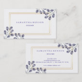 Carte De Visite Elégante aquarelle moderne (Devant / Derrière)