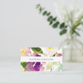 Carte De Visite Elégante aquarelle moderne Floral (Debout devant)