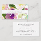 Carte De Visite Elégante aquarelle moderne Floral (Devant / Derrière)
