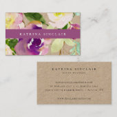 Carte De Visite Elégante aquarelle moderne Floral Kraft (Devant / Derrière)