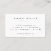 Carte De Visite Elégante aquarelle moderne Floral Noir (Dos)