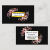 Carte De Visite Elégante aquarelle moderne illustration florale yo (Devant / Derrière)