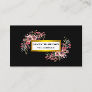 Carte De Visite Elégante aquarelle moderne illustration florale yo