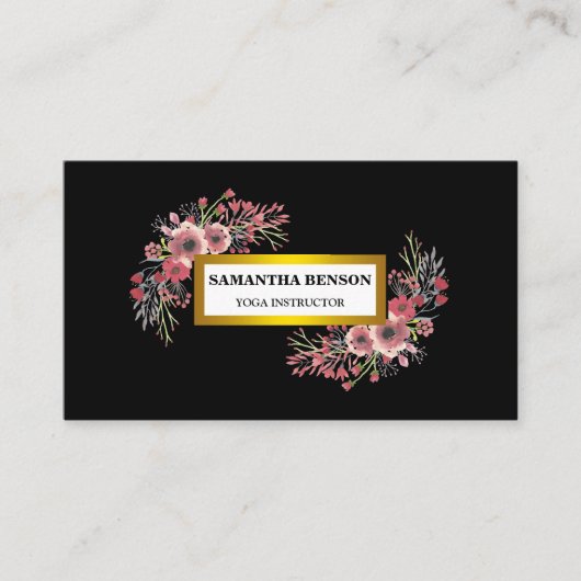 Carte De Visite Elégante aquarelle moderne illustration florale yo (Devant)